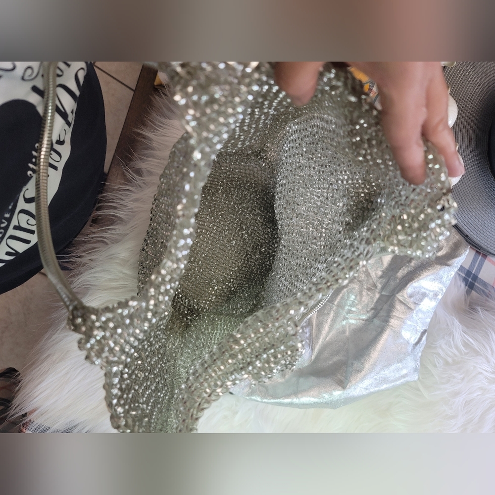 Tomboy wiz Stunning Silver Mesh-PVC Wire Evening Bag - Picture 2 of 11